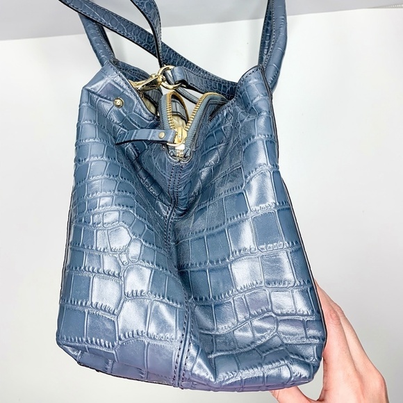 Kate Spade Slate Blue Crocodile Reptile Satchel Handbag with Strap with Dust Bag - Picture 6 of 9